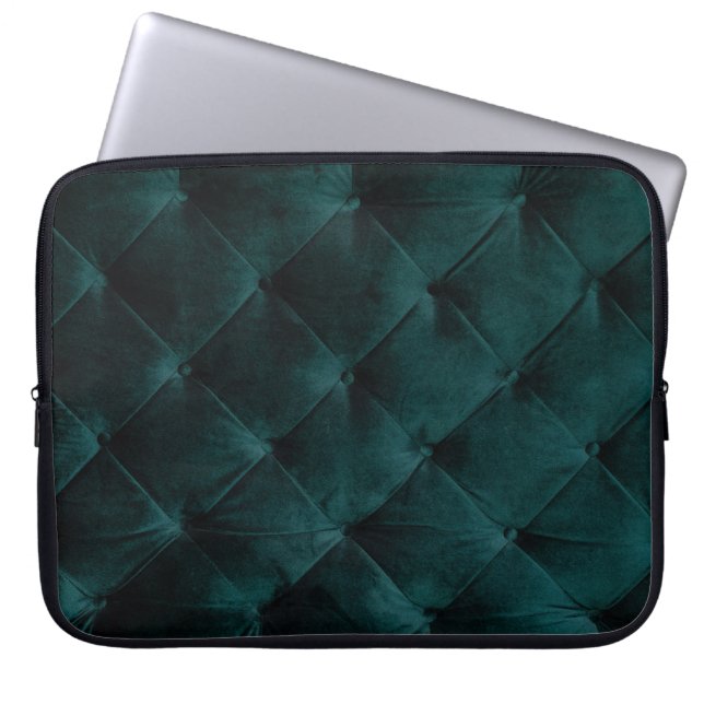 Housse Pour Ordinateur Portable Velvet Green : Élégance textile malachite (Devant)