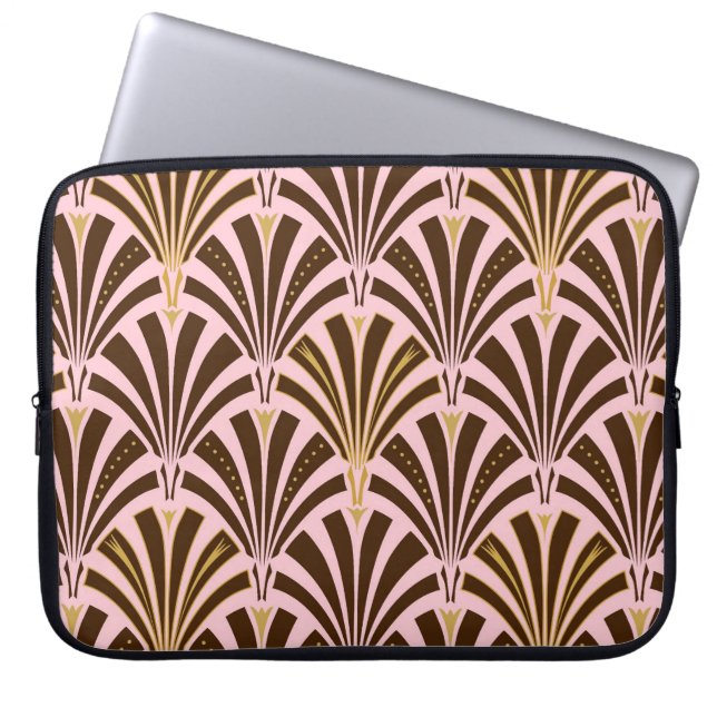 Housse Pour Ordinateur Portable Ventilateur Art déco motif - chocolat rose (Devant)