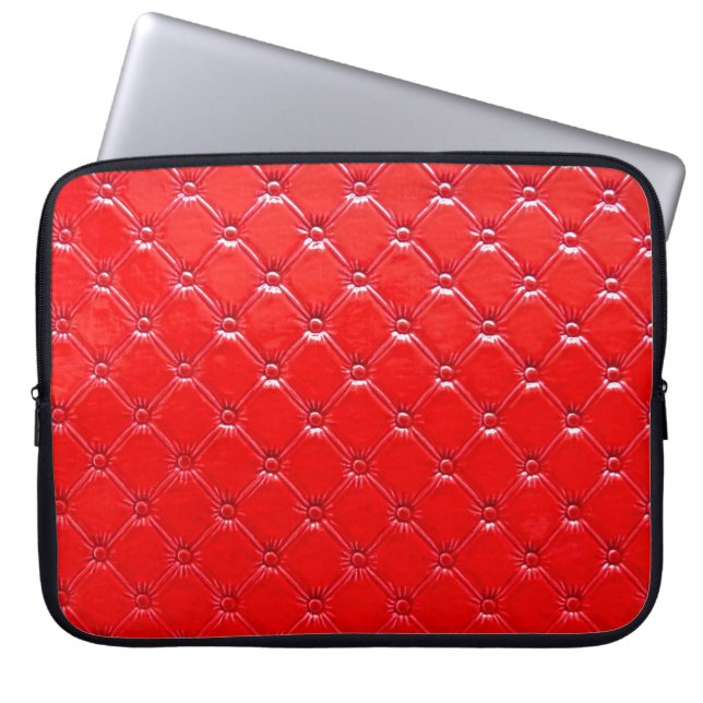 Housse Pour Ordinateur Portable Véritable rembourrage en cuir rouge. (Devant)