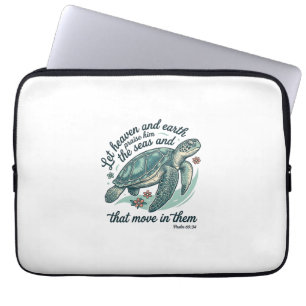 Housse Pour Ordinateur Portable Verset de la Bible Tortue de Mer Dessin de Gravure