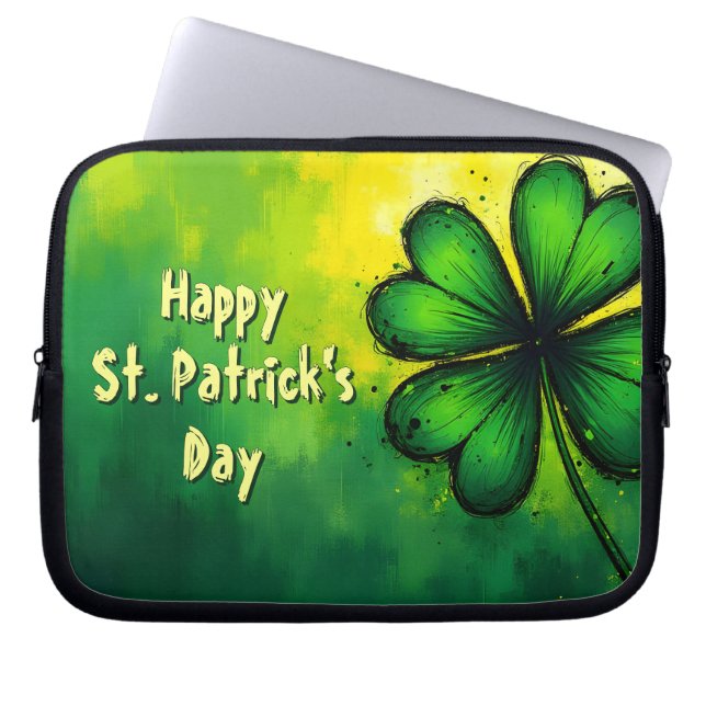 Housse Pour Ordinateur Portable Vert, Bonheur & Joie - Bonne Saint-Patrick ! (Devant)