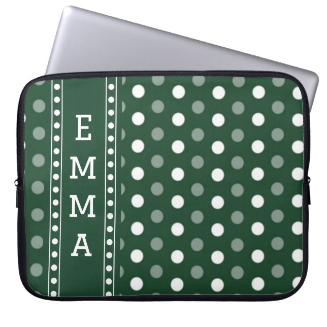 Housse Pour Ordinateur Portable Vert émeraude à pois (Devant)