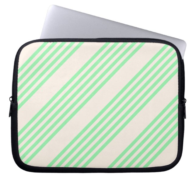 Housse Pour Ordinateur Portable Vert et beige cinq rayures motif (Devant)
