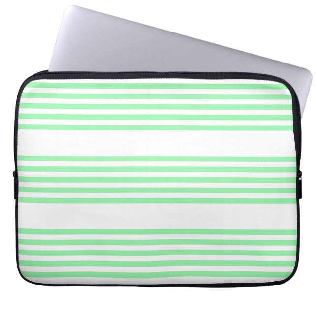 Housse Pour Ordinateur Portable Vert et blanc cinq bandes motif (Devant)