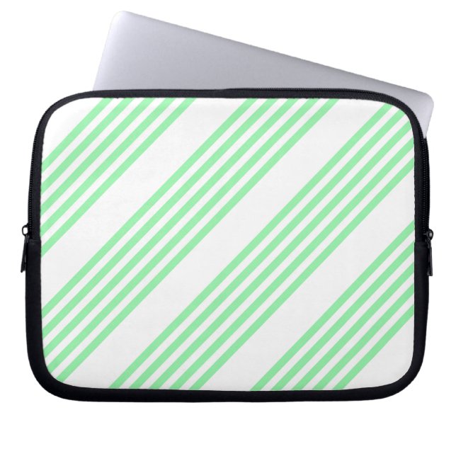 Housse Pour Ordinateur Portable Vert et blanc cinq bandes motif (Devant)