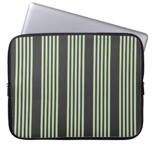 Housse Pour Ordinateur Portable Vert pâle et charbon cinq bandes motif