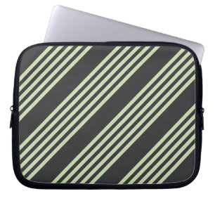 Housse Pour Ordinateur Portable Vert pâle et charbon cinq bandes motif