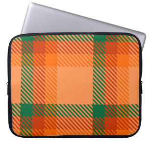 Housse Pour Ordinateur Portable Vert, rouge, orange et beige Tartan Plaid écossais