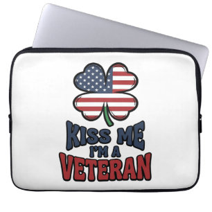 Housse Pour Ordinateur Portable Vétéran Kiss Me Trèfle Patriotique Vintage Chemise