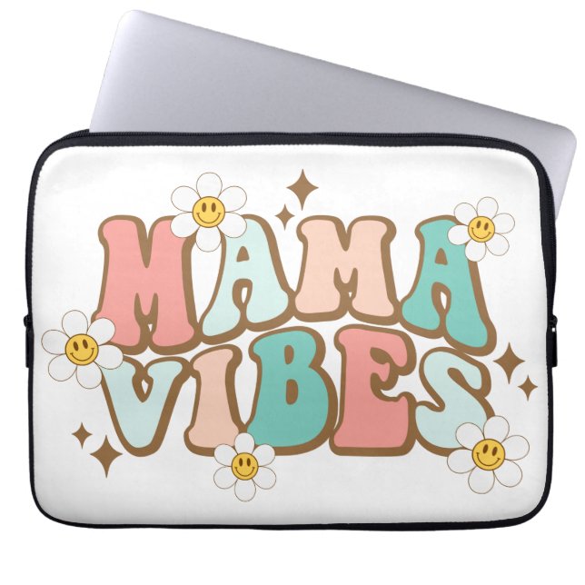 Housse Pour Ordinateur Portable Vibes de maman avec marguerites (Devant)