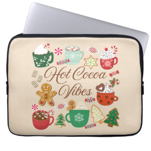 Housse Pour Ordinateur Portable Vibes de Noël au cacao chaud
