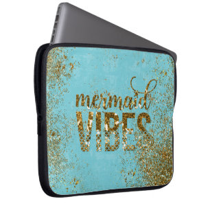 Housse Pour Ordinateur Portable Vibes de sirène - Typographie de la Parties scinti