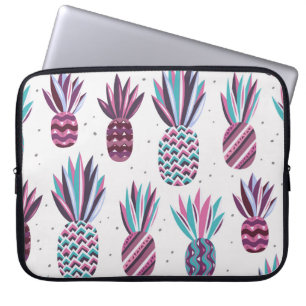 Housse Pour Ordinateur Portable Vibes d'été : Motif d'ananas, points colorés