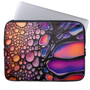Housse Pour Ordinateur Portable Vibrant Abstrait Liquid Art Fusion