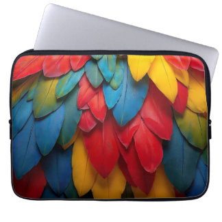 Housse Pour Ordinateur Portable Vibrant Colorful Macaw Parrot Feathers Tropical