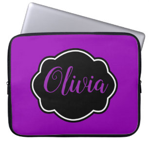 Housse Pour Ordinateur Portable Vibrant, Fuchsia Violet Gras Personnalisé