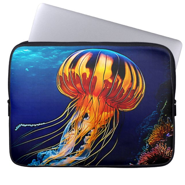 Housse Pour Ordinateur Portable Vibrant méduse Art sous-marin (Devant)