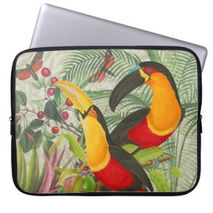 Housse Pour Ordinateur Portable Vibrant Tropical Toucan Birds Art Exotic Jungle