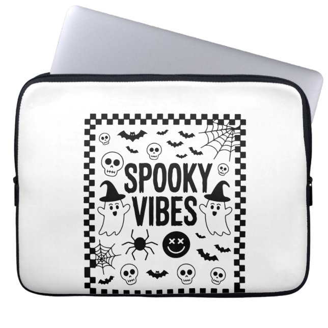 Housse Pour Ordinateur Portable Vibrations Flippantes Rétro Halloween (Devant)