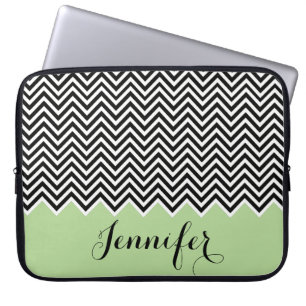 Housse Pour Ordinateur Portable VIE CHAUDE VERT VERT noir blanc Chevron personnali