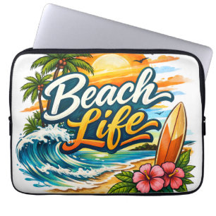 Housse Pour Ordinateur Portable Vie de plage - Surf au coucher du soleil tropical