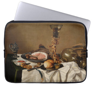 Housse Pour Ordinateur Portable Vie morte avec jambon, livres et vaisseaux ornemen