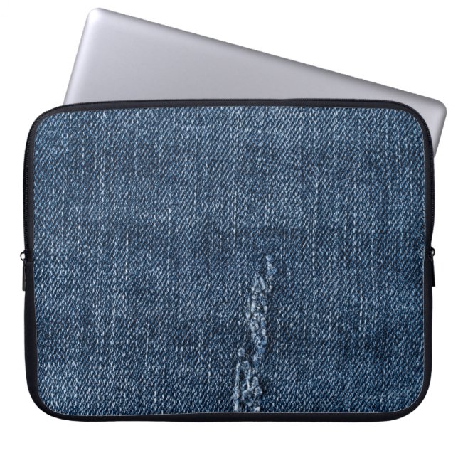 Housse Pour Ordinateur Portable Vieux denim déchiré : texture de jeans. (Devant)