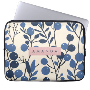 Housse Pour Ordinateur Portable Vigne de myrtille personnalisée de style botanique