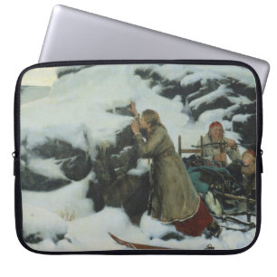 Housse Pour Ordinateur Portable Village brûlé en hiver (par Albert Edelfeue)