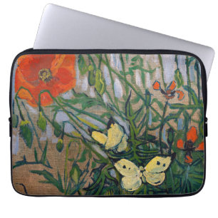 Housse Pour Ordinateur Portable Vincent van Gogh - Papillons et Coquelicots