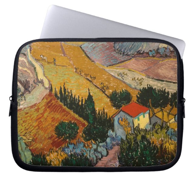Housse Pour Ordinateur Portable Vincent van Gogh | Paysage avec Maison & Plowman (Devant)