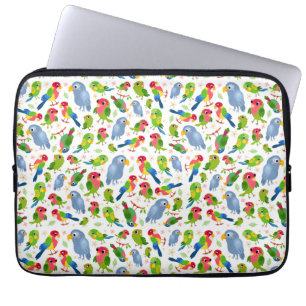 Housse Pour Ordinateur Portable Vintage Birds Motif, Colorful parakeet motif