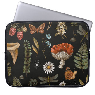 Housse Pour Ordinateur Portable Vintage bois nature motif sans couture. Amanita