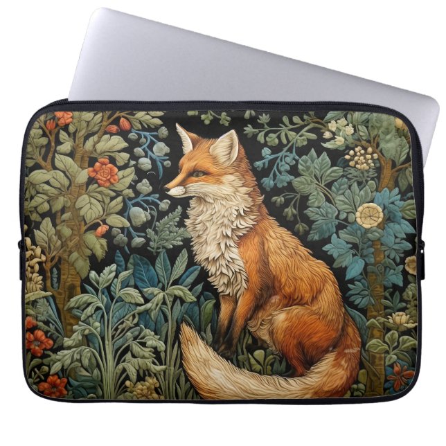 Housse Pour Ordinateur Portable Vintage Chic Fox Botanical Forest William Morris (Devant)