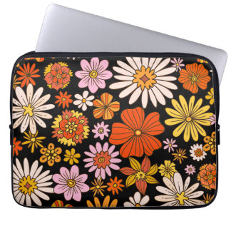 Housse Pour Ordinateur Portable Vintage Floral Burst – Colorful Retro Flower