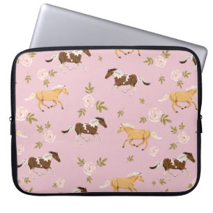 Housse Pour Ordinateur Portable Vintage Floral Horse Motif