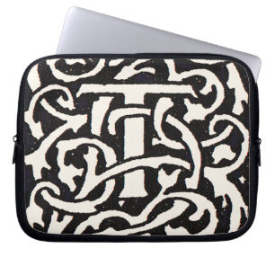 Housse Pour Ordinateur Portable Vintage Monogram T Art Nouveau Letter