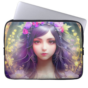 Housse Pour Ordinateur Portable Vintage Mucha Style Belle femme Portrait