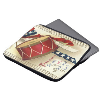 Housse Pour Ordinateur Portable Vintage patriotique, tambours avec notes de musiqu