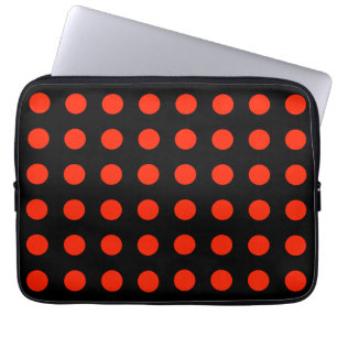 Housse Pour Ordinateur Portable Vintage Pois noir rouge couleur rétro classique