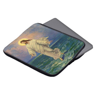 Housse Pour Ordinateur Portable Vintage Religion, Jésus-Christ marche sur l'eau