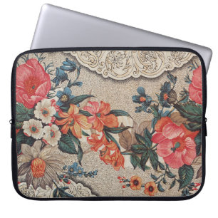 Housse Pour Ordinateur Portable Vintage rouge orange blanc motif
