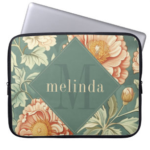 Housse Pour Ordinateur Portable Vintage Sage Floral William Morris Monogramme
