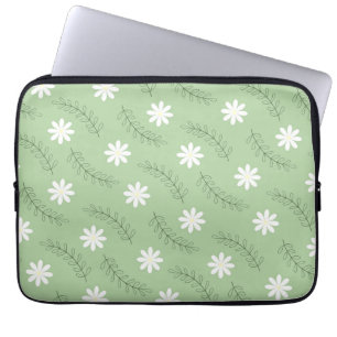Housse Pour Ordinateur Portable Vintage Sage Green Floral Tropical Flower Motif
