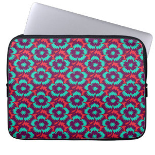 Housse Pour Ordinateur Portable Vintage turquoise rouge floral Dianthus Barbatus