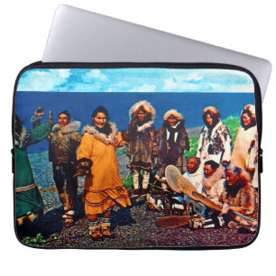 Housse Pour Ordinateur Portable Vintage USA Alaska Eskimo dancers