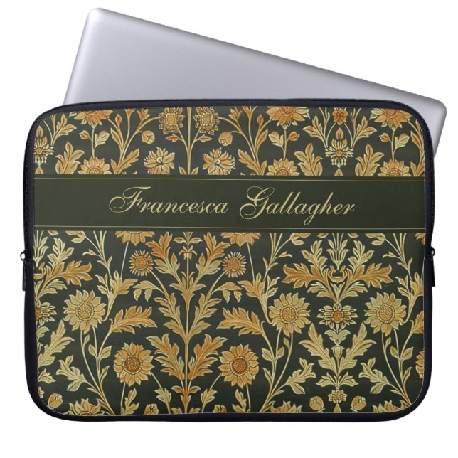 Housse Pour Ordinateur Portable Vintage William Morris Gold Floral (Devant)