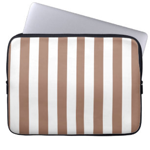 Housse Pour Ordinateur Portable Vintages bandes verticales Mocha Mousse Blanc