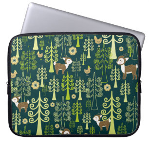 Housse Pour Ordinateur Portable Vintages épinettes, cerfs motifs.
