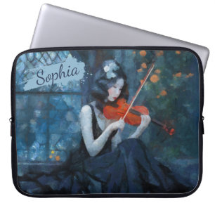 Housse Pour Ordinateur Portable Violoniste gothique Imaginaire foncé dans le jardi